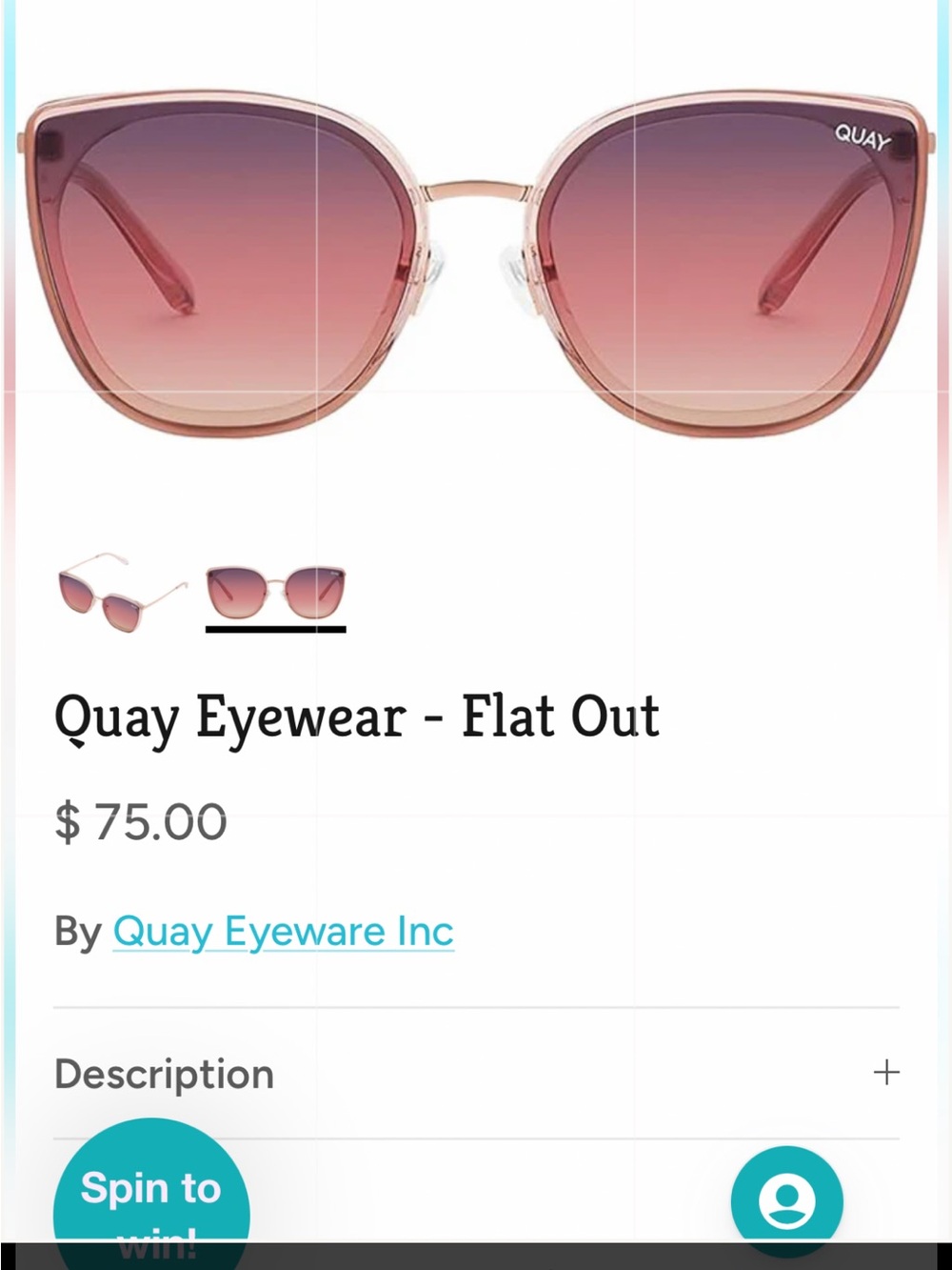 Quay Australia Flat Out Sunglasses — Pink /gold Gradient Lenses